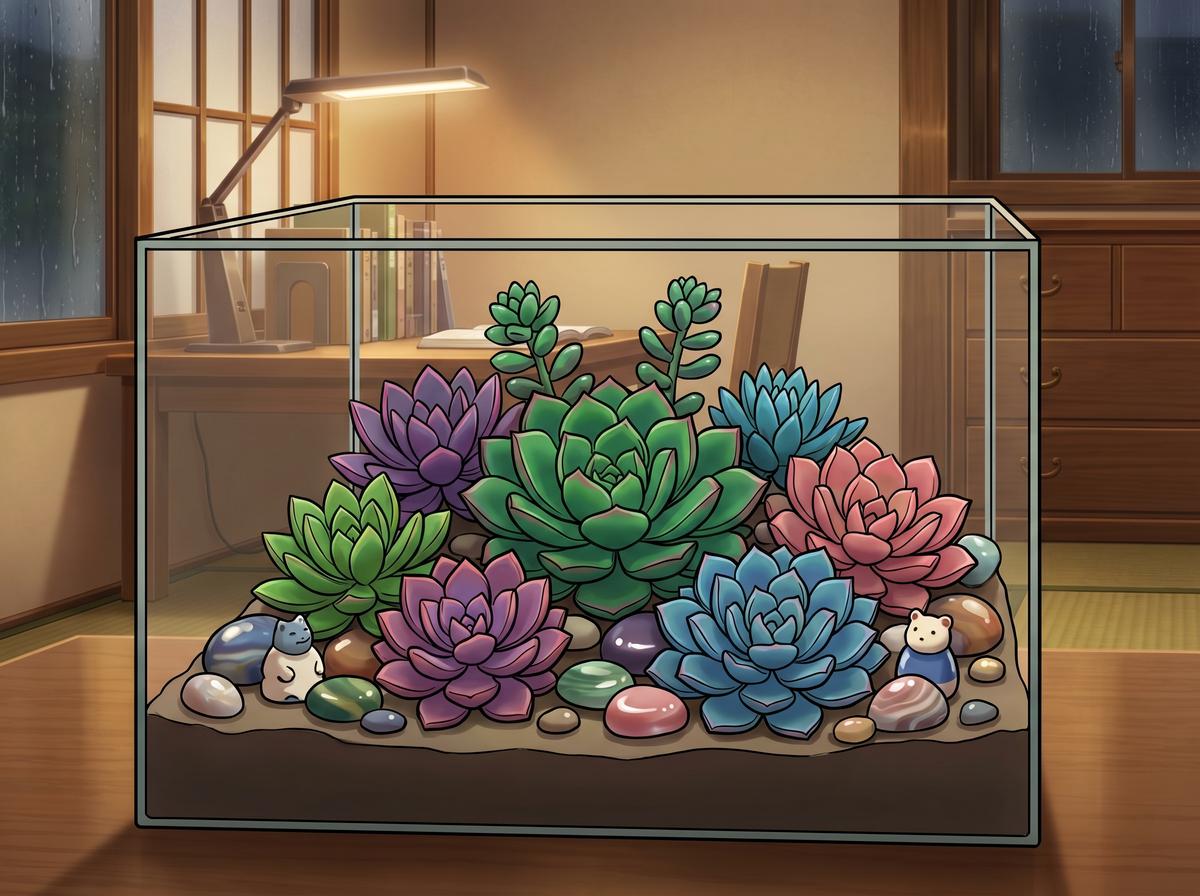 AI换脸视频-多肉植物创意组合视频演示